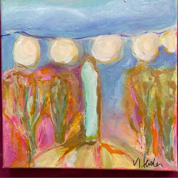 Enchanted Walk” An Original art Acrylic Painting 12”x12” Canvas - Picture 2 of 14